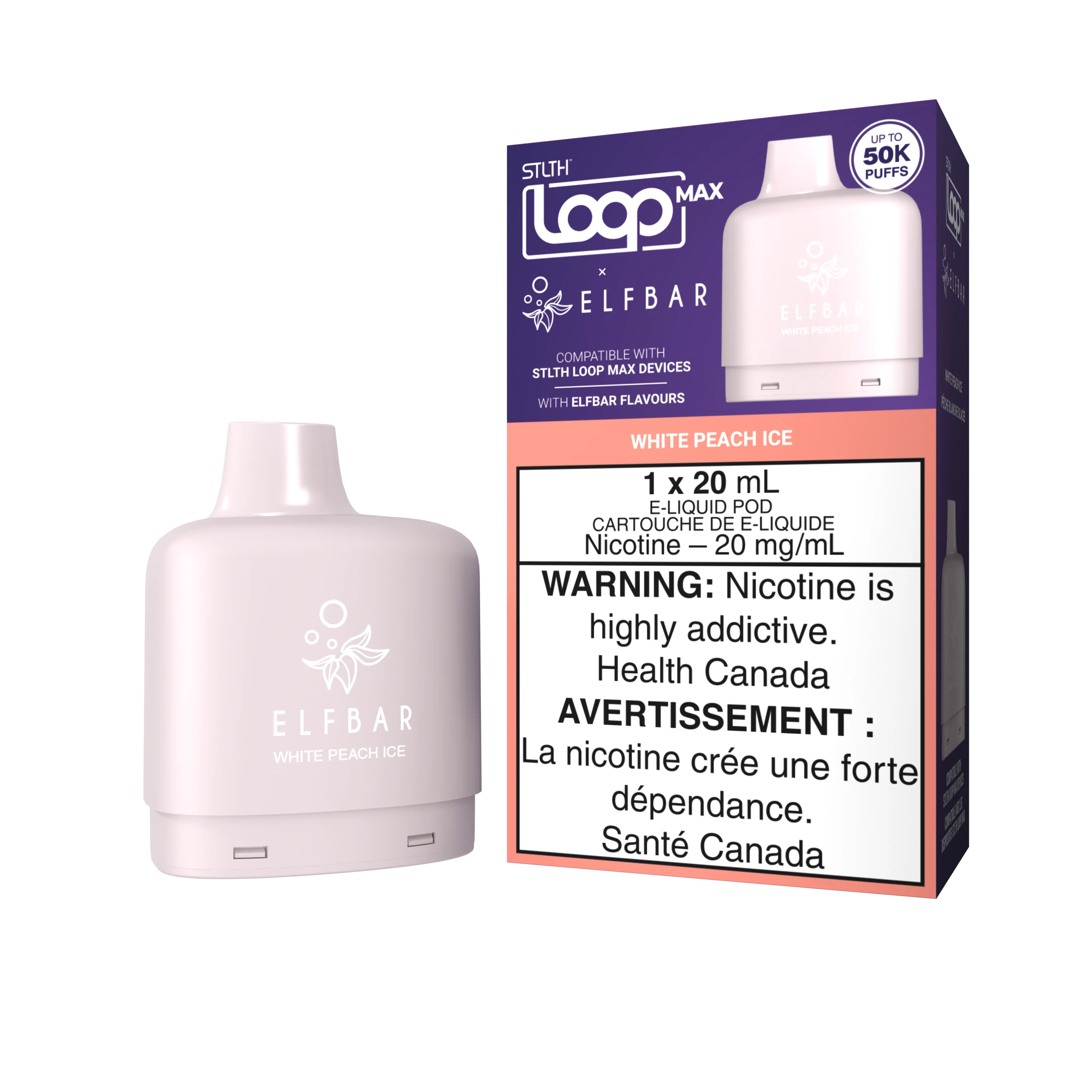 ELFBAR X STLTH - LOOP Pod 20mL - White Peach Ice